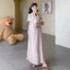 Trang phục bà bầu Váy dài đơn giản họa tiết mùa hè