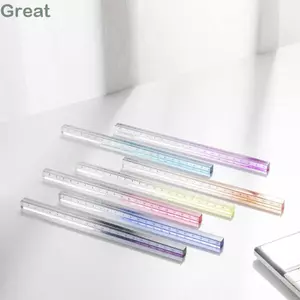 Thước khối TUYỆT VỜI, Thước thẳng Acrylic 20CM, Công cụ vẽ trong suốt màu Gradient chất lượng cao Đồ dùng văn phòng trường học