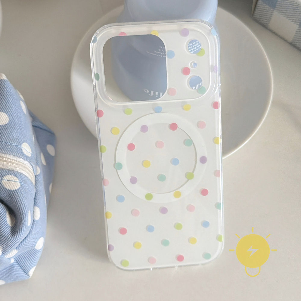 Phone Case For iPhone 17 Pro Max 16 15 14 13 with Griptok TPU Magnetic Colorful Bear Polka Dot Aesthetic Korean Cute