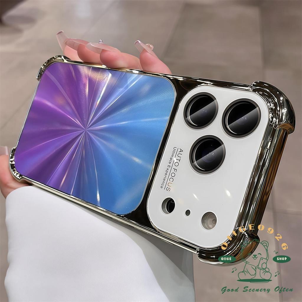 【 Ốp lưng iPhone17 】 Túi khí bốn góc mạ gradient họa tiết CD Vỏ điện thoại iphone17 Pro Max 16 15 14 13 cho vỏ iPhone Vỏ mềm silicon TPU chống sốc