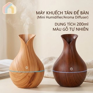 Máy tạo độ ẩm khuếch tán hương thơm siêu âm 200Ml Hạt gỗ Usb Im lặng Sương mù Đèn ngủ Văn phòng tại nhà