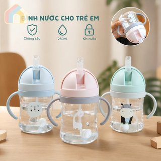 Bình Nước Cho Bé Ống Hút Cốc Silicon Chống Choke Nhiệt Tay Cầm An Toàn Cho Bé Tập Uống