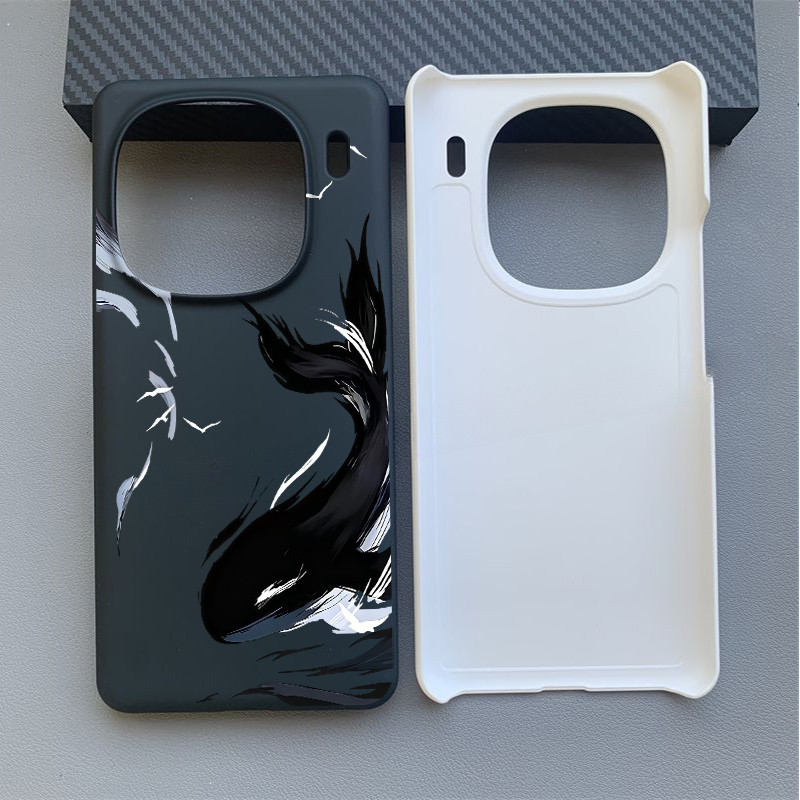 Ốp điện thoại cứng Micro Matte “Ink Whale ” cho IQOO 15 Ultra 15R / 13 / 12 / 11 NEO 11 / Neo 10 Pro Z11 Turbo Z9 Z10 Turbo Pro Z9X Z8X Z7i NEO 9 / Half Wrap IQOO Cover