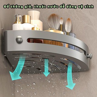 Giá góc treo tường phòng tắm, giá góc phòng tắm đa năng, chống gỉ, thép cường độ cao, thiết kế không đục lỗ