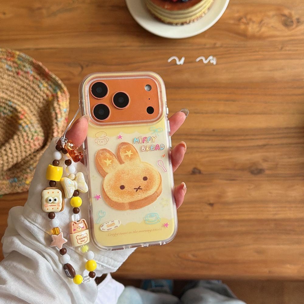 Ốp lưng cứng Tương thích với iPhone 13 14 14Pro 14ProMax 15 15Pro 15ProMax 16 16Pro 16ProMax 17 17Pro 17ProMax Vỏ hoa văn bánh mì