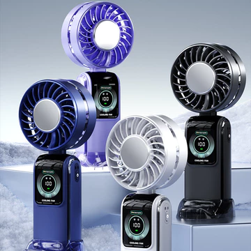 Quạt cầm tay, quạt đeo cổ di động có màn hình kỹ thuật số, quạt gấp gọn