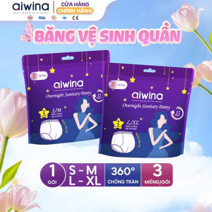 Băng vệ sinh quần Aiwina ngày và đêm size S/M/L/XL gói 3 miếng