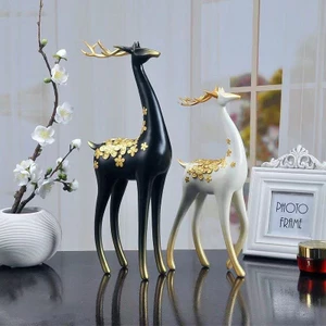 Đồ trang trí máy tính để bàn hươu sành điệu để trang trí gia đình và văn phòng