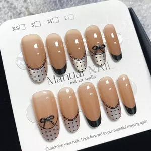 Hepburn Cat 's Eye Polka Dot Bow Patch Pháp Cao Cấp Mặc Handmade Ren Làm Trắng Da Có Thể Tháo Rời