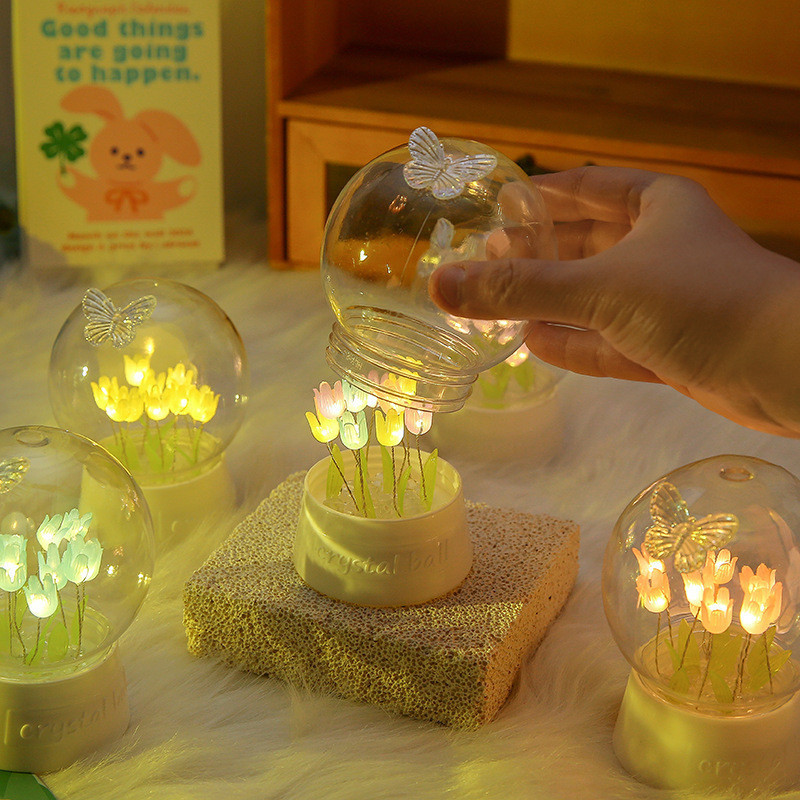 Đèn Ngủ Hoa Tulip Hình Cầu 10 Bông, DIY Tự Lắp Ráp, ánh Sáng Dịu Nhẹ, Tốt Nghiệp