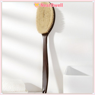 Bàn chải tắm NETDWELL, Bàn chải tắm bằng gỗ chà lưng, Tóc mềm mại có tay cầm dài Massage chà lưng Dụng cụ làm sạch hiện vật