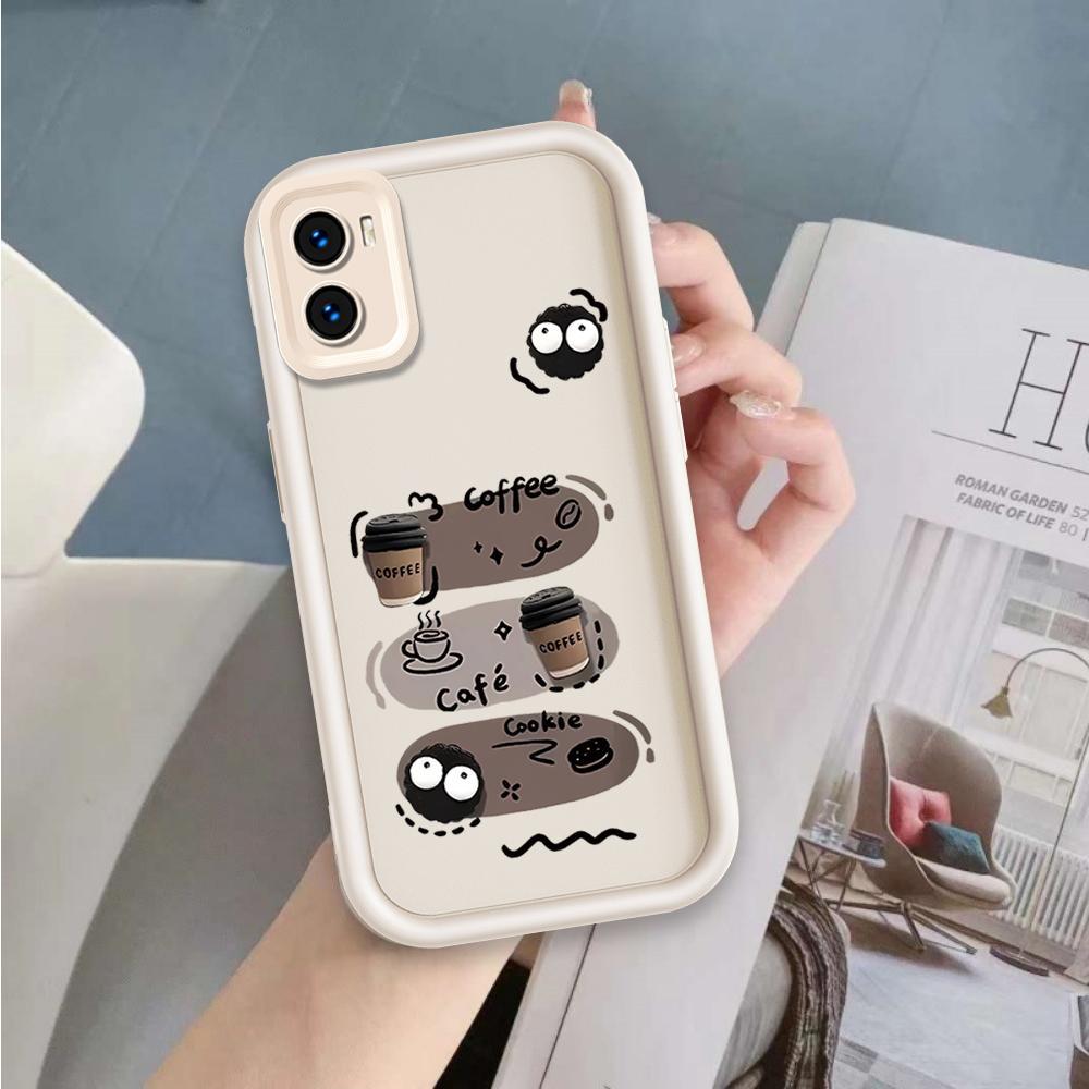 Vỏ Cho VIVO Y15S Y15A Y01 Vỏ Điện Thoại Mềm Cầm Tay Silicon Hoạt Hình TPU Đen Bóng Than Thiên Thần Mắt Chống Sốc Mặt Sau