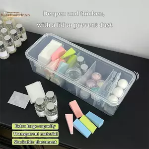 TRTR 1 Cái Móng Tay Nghệ Thuật Hình Chữ Nhật Nhựa Trong Suốt Tách Hộp Bảo Quản Móng Tay Kim Cương Giả Bàn Chải Bút Đệm Mài Tập Tin Tổ Chức Hộp Đựng VN