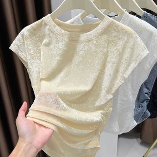 Sheer Lưới Ngắn Tay Áo Nữ Mùa Hè Mỏng Thoáng Mát Cảm Thấy Lông Tơ Tay Crop Base Layer Top