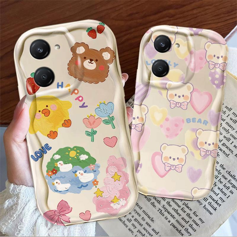 Thích Hợp Cho VIVO Y03 Y03T Y18 Y18S Y18T Y18E Điện Thoại Thông Minh 3D Mềm TPU Gấu Tình Yêu Hoa Chống Sốc Trường Hợp Điện Thoại