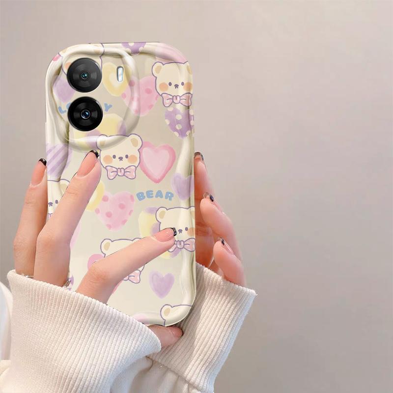 Thích Hợp Cho OPPO A57 4G A77 4G A77S 4G 3D Bé Gái Mềm TPU Gấu Tình Yêu Hoa Chống Sốc Trường Hợp Điện Thoại