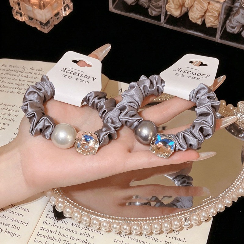 Đơn Giản Không Làm Tổn Thương Tóc Phong Cách Mới Nhẫn Tóc Thời Trang Độ Đàn Hồi Cao Giả Ngọc Trai Tóc