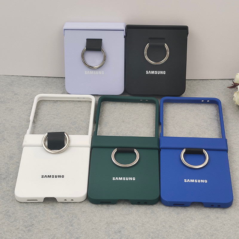 Sang Trọng Nhẫn Cầm Dành Cho Samsung Z Flip 7 6 5 4 3 Matte Cứng PC Khóa Ngón Tay Điện Thoại Chống Sốc Cho Galaxy Z Flip7 ZFlip6