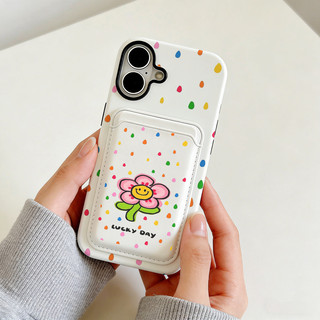 Ốp bảo vệ họa tiết hoa cười đầy màu sắc cho iPhone 11 12promax 13pro15pro 15promax 14 14promax 14pro 16 pro max 16 plus 17 17promax ốp lưng hai trong một
