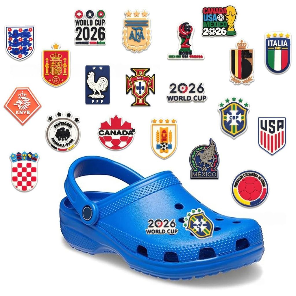 Set charm gắn dép cross WORLD CUP 2026, Nút gắn phụ kiện sticker trang trí dép cross CROSS TREND
