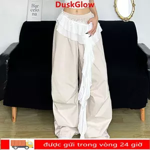 Váy Mini ren DUSKGLOW, Váy xù ren xuyên thấu không đều, Váy xếp nếp lưng cao Harajuku Y2K Dạo phố Váy xếp nếp