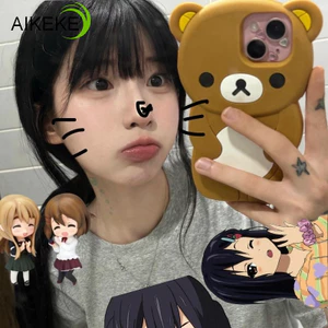 Ốp Điện Thoại Silicon 3D Rilakkuma Phong Cách Hàn Quốc Cho iPhone 17 16 15 14 Plus 13 12 11 Pro Max SE3 SE2 SE1 8 7 6 6S 5 5S 4 4S 2022 2020 2016 + Vỏ Sang Trọng Gấu Hoạt Hình Dễ Thương Mềm Mại Vỏ