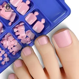 100 Cái Tự Nhiên Màu Bấm Vào Móng Chân Full Cover Vuông Ngón Chân Giả Móng Tay Nghệ Thuật Mẹo Mới