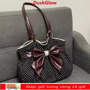 Túi đeo vai nữ DUSKGLOW, Túi xách nơ nữ cổ điển chấm thẩm mỹ, Hợp thời trang Tất cả các trận đấu giản dị sang trọng Y2k Ins Túi đeo nách Dạo phố