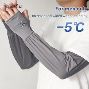 AqToCna Mùa Hè Chống Nắng Tay Áo Dành Cho Nam Chống Nước Băng Lụa Cánh Tay Bảo Vệ Găng Tay Nam Lái Xe Và Đi Xe Đạp Thoáng Khí Băng Lụa Tay AqToCna