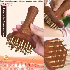 HFSHY Đồng Hạt Massage Gua Sha Lược Kinh Tuyến Bàn Chải Chống Tĩnh Điện Tay Cầm Điểm Massage Bàn Chải Bền Trung Quốc SPA Acupoint Massage Dụng Cụ VN
