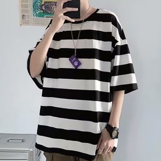 Áo thun nam nữ sọc cotton nguyên chất cao cấp đường phố cổ điển