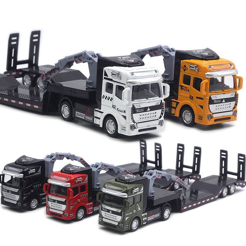 PNPIA- Xe vận chuyển phẳng thành phố hợp kim 1: 50, Nhiều xe kéo, Mẫu xe 33CM, Thang mây Tru, Máy xúc