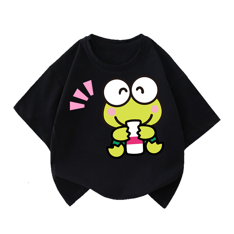 Áo thun ngắn tay Keroppi Ếch 2D in hình trẻ em dáng rộng phù hợp cho buổi biểu diễn mùa hè và mặc hàng ngày