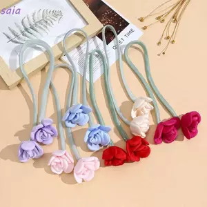 SAIA 10 Chiếc Đôi Đầu Hoa Hồng Hoa, Móc Trang Trí DIY Thủ Công Miếng Dán Hoa, Ngọt Ngào Handmade Nhân Tạo Hoa Hồng Nơ Hoa Tóc Trang Trí
