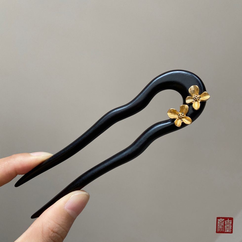 WHX-Hairpin {Yinghua Yellow} Kẹp tóc ngắn hình chữ U màu nâu chính hãng Mũ đội đầu hàng ngày Kẹp tóc phù hợp với Kẹp tóc Trung Quốc mới