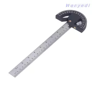 Thước đo góc WANYEDI, Thước góc mộc 12 Inch 0-180 độ, Thước đo góc mộc màu bạc có thể điều chỉnh bằng thép không gỉ có thể điều chỉnh Độ bền chế biến gỗ vuông