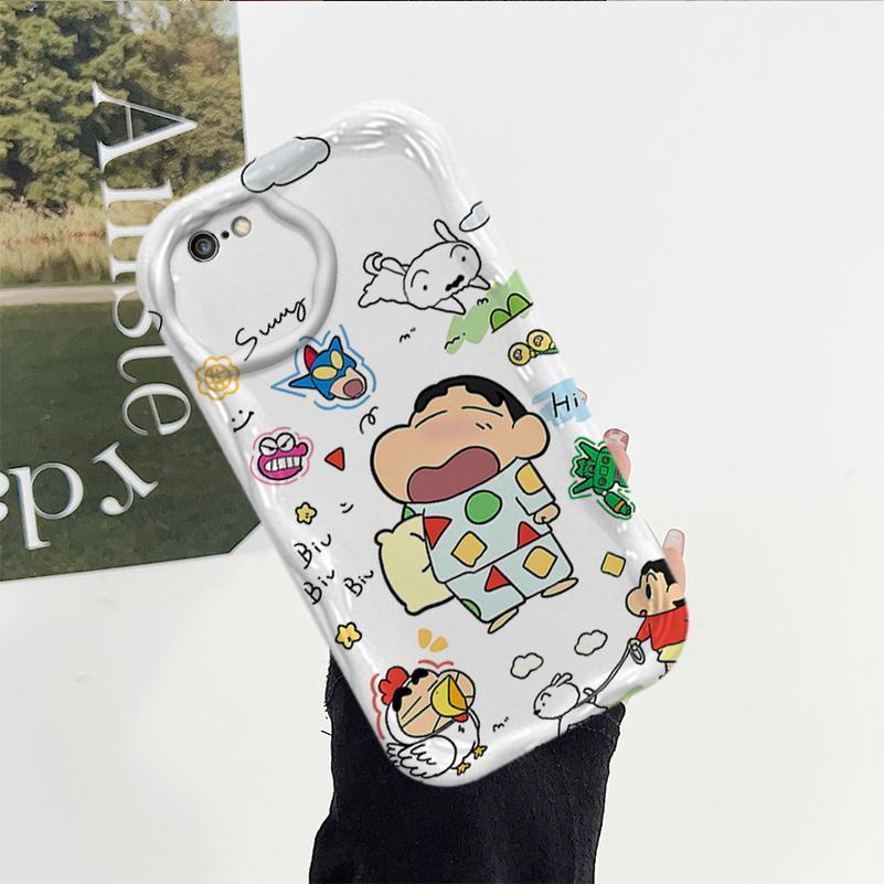 Ốp Cho iPhone 6 6S 7 8 SE iPhone 6Plus iPhone 6sPlus Vỏ Kem Hoạt Hình Crayon Shin-chan Cặp Đôi TPU Mềm 3D Sóng Silicon Vỏ Điện Thoại