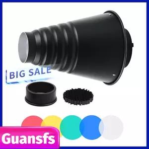 Guansfs Guansfs aqxreight Lưới kim loại hình nón Snoot 5 bộ lọc màu Hợp kim nhôm có gắn cho chụp ảnh đèn flash đơn sắc nhấp nháy trong studio
