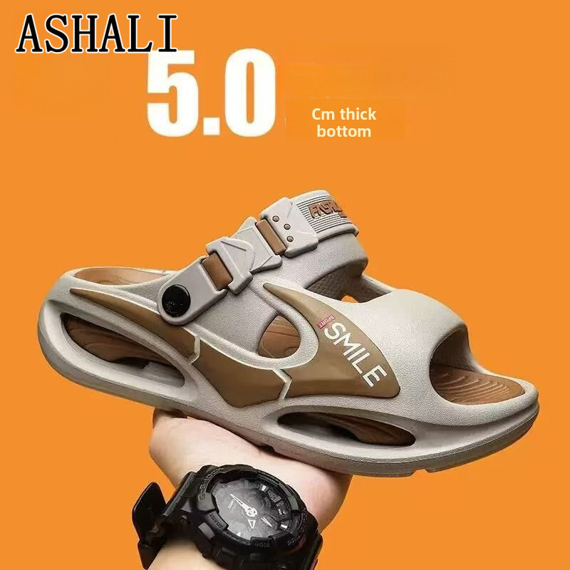 ASHALI Nam Lái Xe Ngoài Trời Kép Giày Sandal Đi Biển 2026 Phong Cách Mới Mùa Hè Đế Dày Tăng Cường Mặc Bên Ngoài Dép Thể Thao