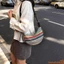 Túi đeo vai dệt ống hút nữ Túi cói Hobo sọc cầu vồng thanh lịch có dây đeo có thể điều chỉnh