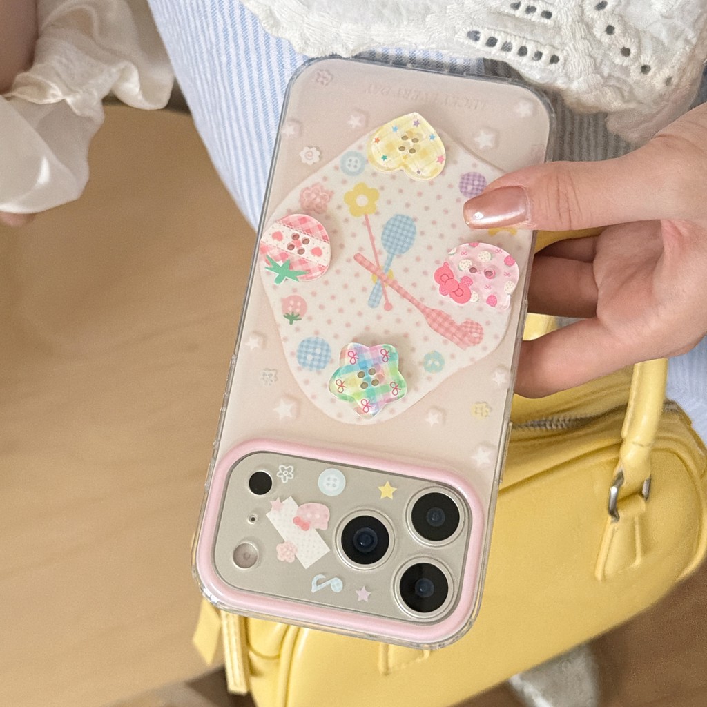 Ốp điện thoại nút 3D cho iPhone 17 Pro Max 17 16 15 14 13 Vỏ điện thoại chống rung