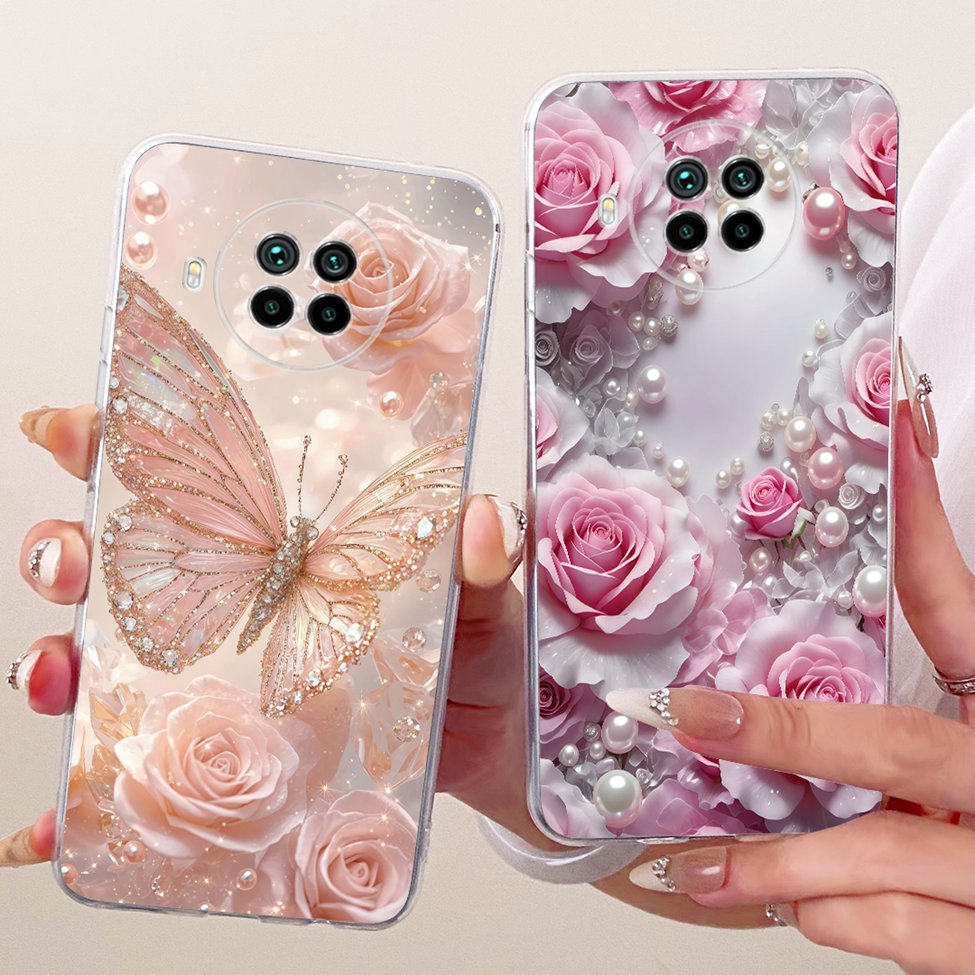 Dành Cho Xiaomi Mi 10T Lite 5G Ốp Lưng Trong Suốt Mèo Dễ Thương Thời Trang Bướm Vỏ Sơn Ngộ nghĩnh M2007J17G