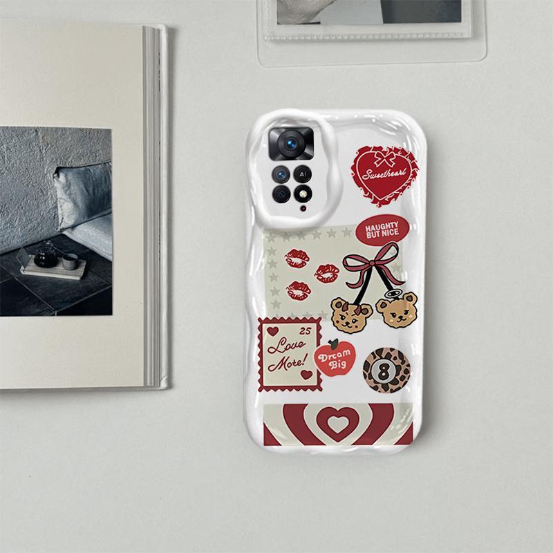 Vỏ Cho Redmi Note 11 4G Redmi Note 11s Redmi Note 11 Pro Redmi Note 12 Pro 4G 5G Vỏ Kem Hoạt Hình Cặp Đôi Hoa Mềm TPU 3D Sóng Silicon Vỏ Điện Thoại