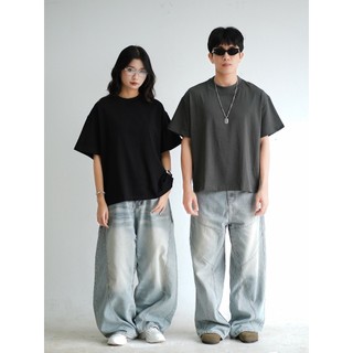 SAMTEE  Áo Thun Trơn  , Áo Thun Boxy Form Rộng Unisex 250Gsm 100% Cotton