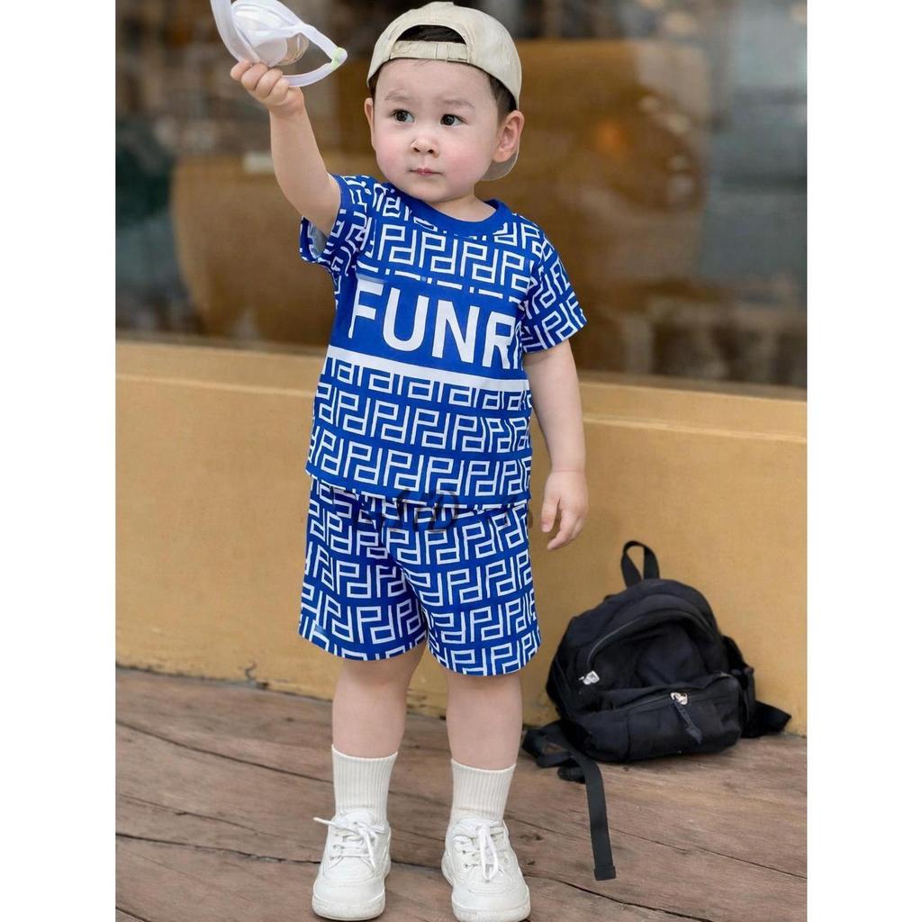 4Bộ/4màu sét Bộ cộc tay Boy Phố cho bé từ 7-50kg họa tiết FUNR unisex chất vải thun lạnh