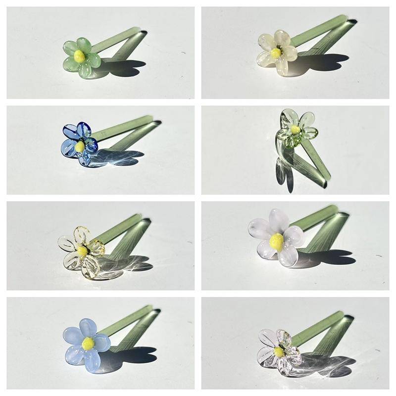 [VG] Bó hoa thủy tinh thủ công Bình điêu khắc hoa Mini Artisan Trang trí thổi tay cho quà tặng ngày lễ Trang trí để bàn MỚI