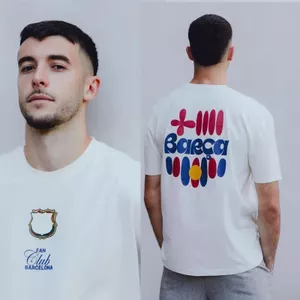 Áo thun ngắn tay FC Barcelona style Yamar Lafinia, cổ tròn, cotton nguyên chất