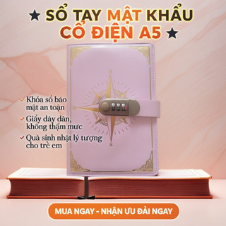 A5 Mật Khẩu Sổ Tay Da PU Khóa Tạp Chí 400 Trang Dày Lót Nhật Ký Quà Tặng Trẻ Em Thanh Thiếu Niên