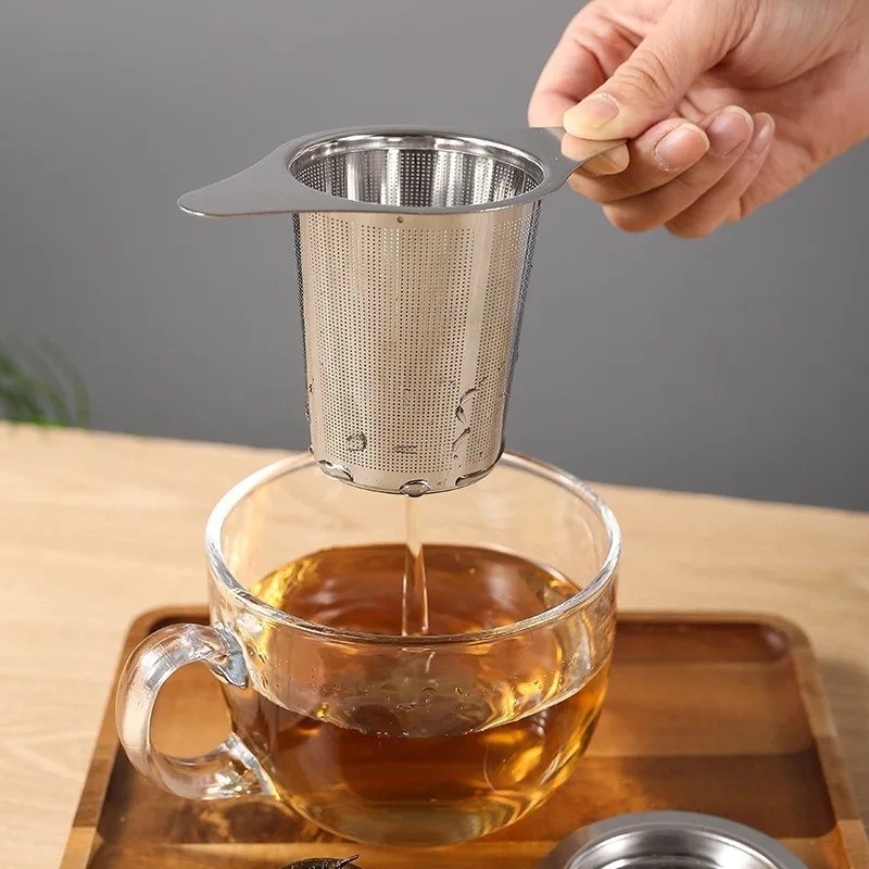 Bộ lọc trà tai đôi sáng tạo Bộ tách trà hình nón bằng thép không gỉ