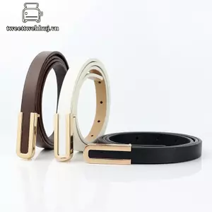 Thắt Lưng Nữ Da PU Mỏng Tone Tối Giản Xanh Dương, Phù Hợp Với Quần Jean Và Váy
